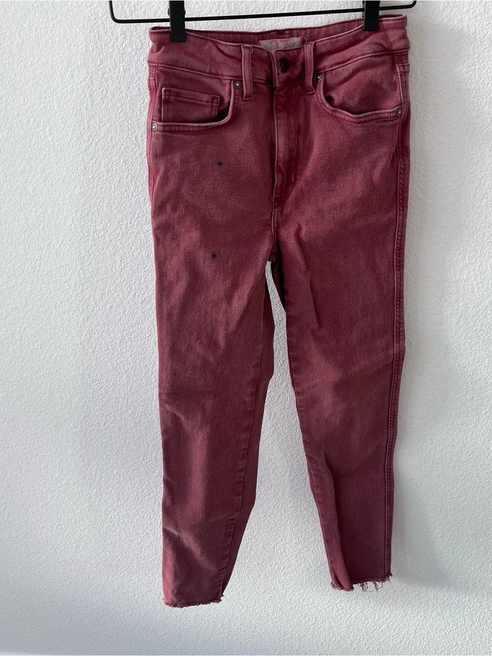 Pink /burnt red high-waisted skinny jeans, We The Free, size 27, 27P Petite